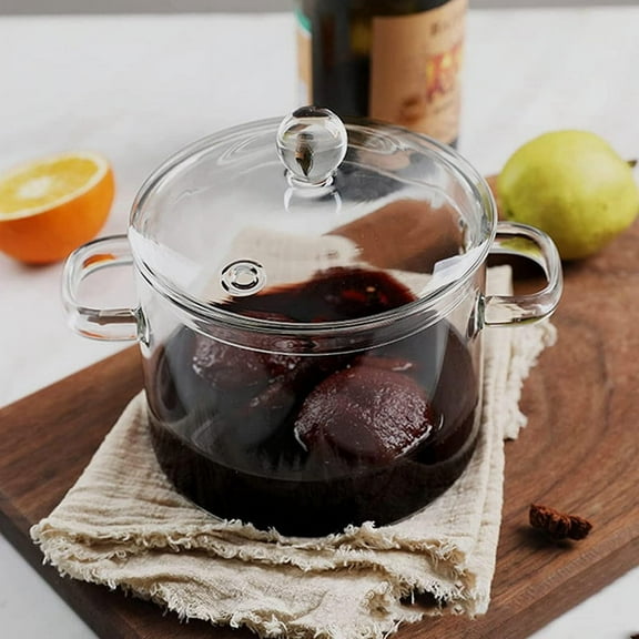 Glass Saucepan with Cover,Stovetop Cooking Pot with Lid and Handle Simmer Pot Clear Soup Pot, High Borosi