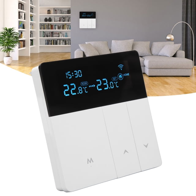 LCD Temperature Controller, APP Controlling Smart Temperature Thermostat ABS Remote Control Sensor for Water Heating Normal Type,WIFI Type