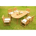 thumbnail image 5 of Teak Dining Set: 6 Seater 7 Pc: 117" Double Extensions Oval Dining Table & 6 Devon Arm/Captain Chairs Outdoor Patio Grade-A Teak Wood WholesaleTeak #WMDSDVw, 5 of 6