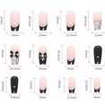 thumbnail image 3 of 24 Uds uñas postizas acrílicas artificiales con diseños de perlas de lazo negro, uñas postizas cuadradas de longitud media, cubierta completa reutilizable, 3 of 5