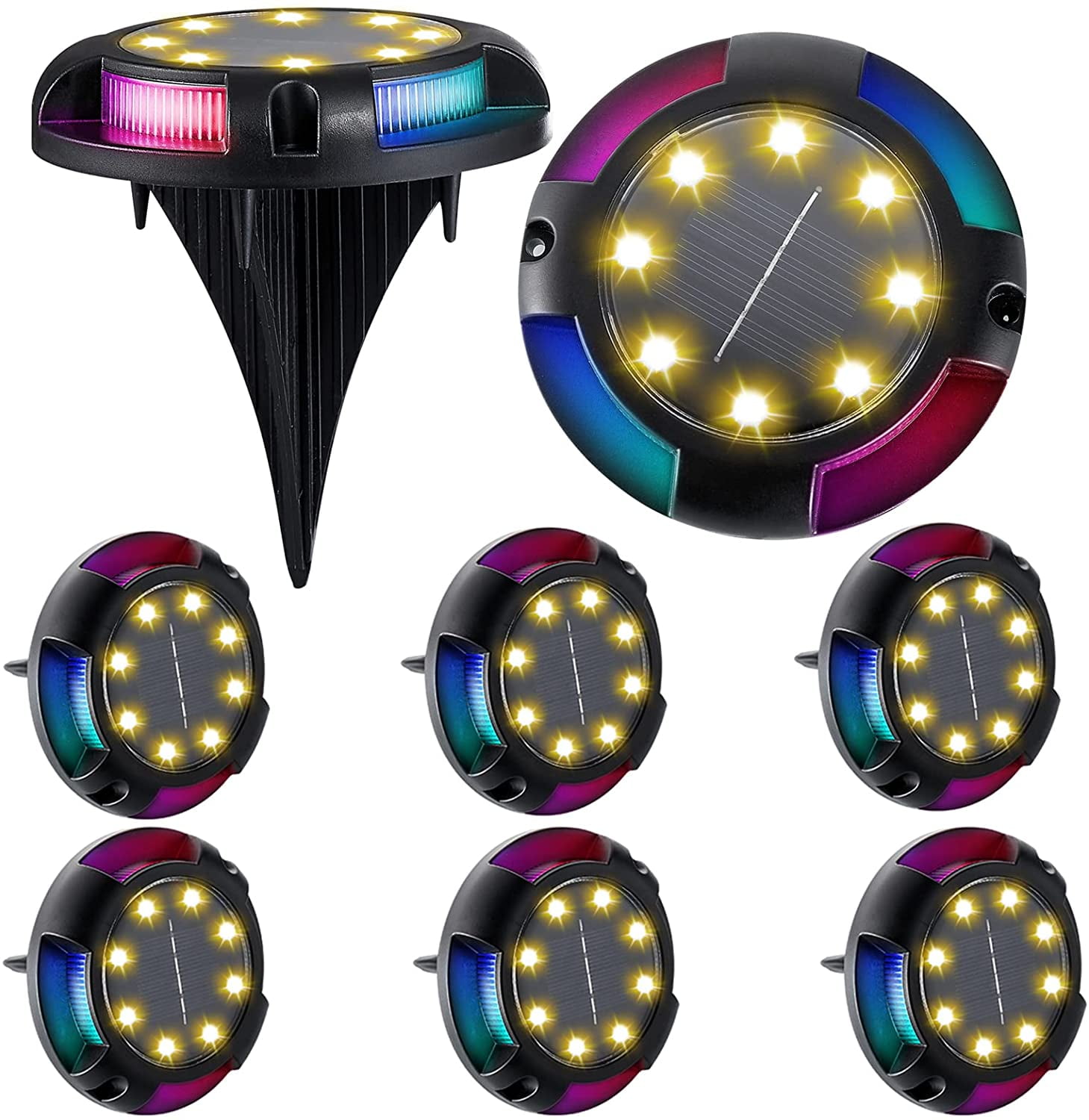 4 Pack Solar Disc Light Outdoor Driveway Solar Powered Path Light