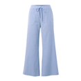thumbnail image 5 of Delayuji Striped Linen Pants for Women Wide Leg Pant Elastic Waist Lightweight Casual Pants Trousers Streestwear, 5 of 6