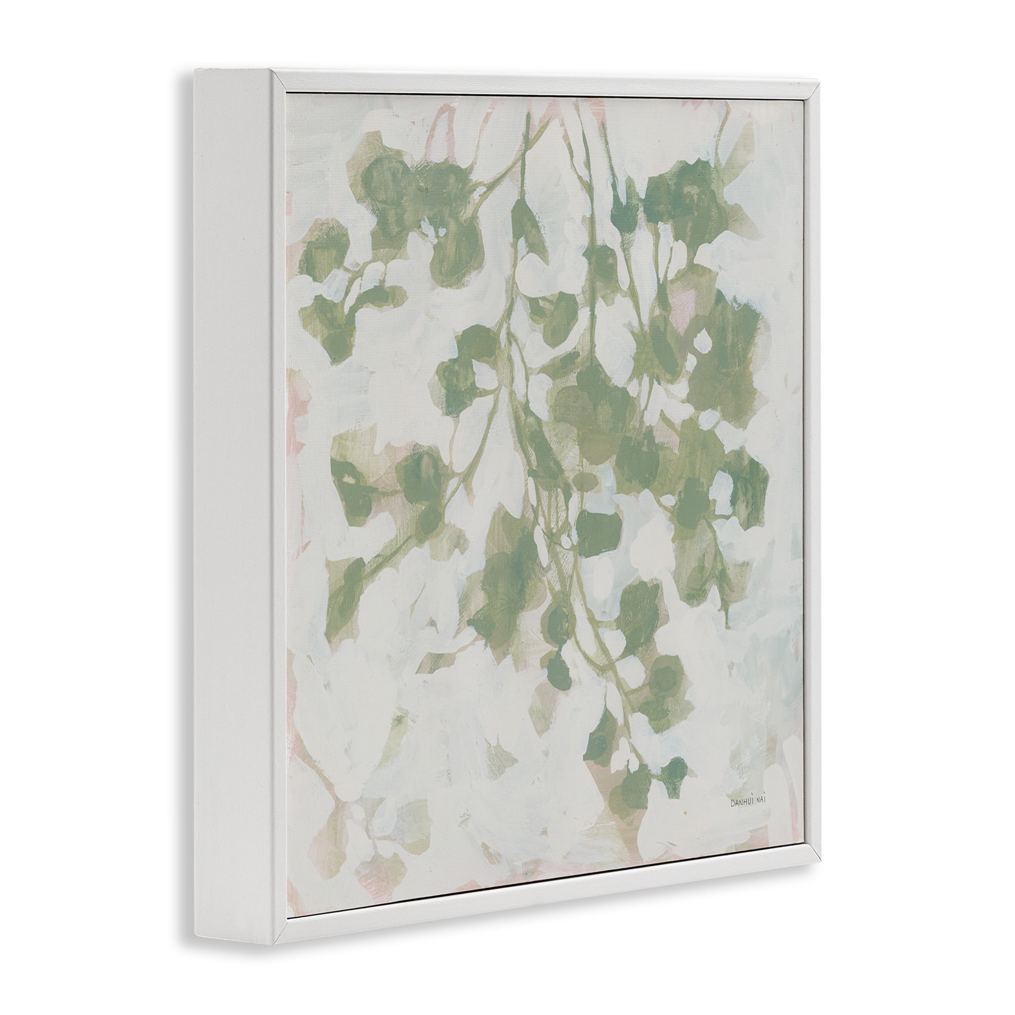 Stupell Industries Dancing Leaf Shadows Botanical & Floral Painting White Framed Art Print Wall Art, 17 x 17