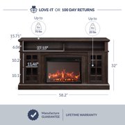 BELLEZE 58 TV Stand with 23 Electric Fireplace, Fireplace TV Console for TVs up to 65, Home Entertainment Center with Storage Cabinet and Adjustable Shelves - Astorga (Espresso)