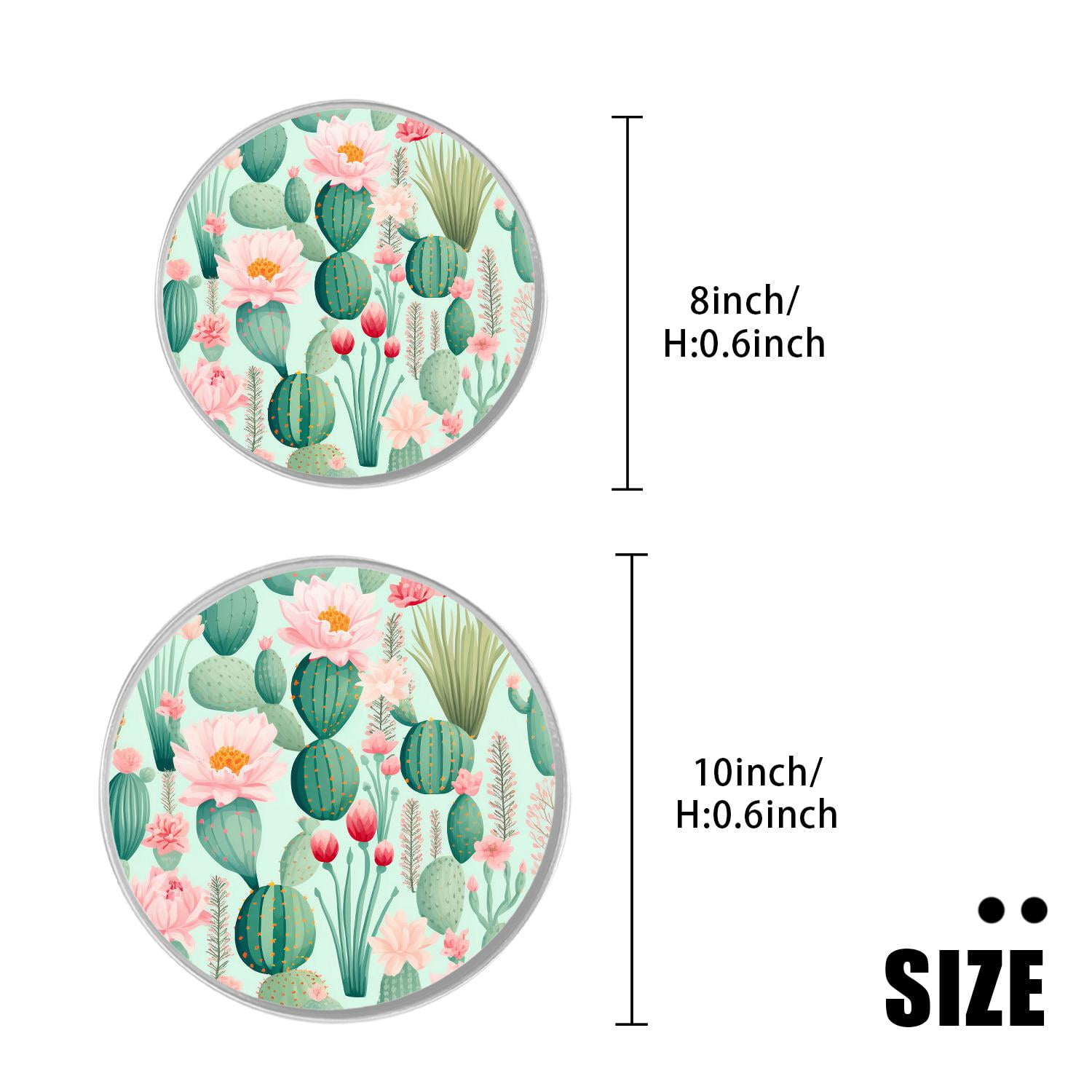 Round Stove Burner Covers 4 Pcs Metal Electric Stove Burner Covers 8Inch And 10Inch ,Cactus Plant Green Color Painting