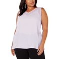 thumbnail image 4 of Womens Tank Top Lilac Moon Plus Mix Media Mesh V-Neck 1X, 4 of 4
