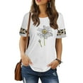 thumbnail image 4 of Gibobby Playera de Verano para Mujer Mujeres Blouse Top Flower imprimir con estilo T - camisas(Blanco,G), 4 of 5