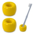 thumbnail image 1 of Mini Ceramic Couple Toothbrush Holder, Hand-Made Bathroom Toothbrush Holder, Electric Toothbrush Head Holder and Office Pen Holder 2-Piece Set (Yellow), 1 of 9