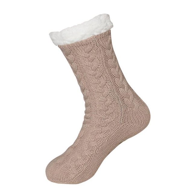 3 pares de calcetines cálidos de Color café claro, calcetines antideslizantes de terciopelo grueso, calcetines para dormir, calcetines para suelo de alfombra