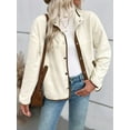 thumbnail image 6 of Female Fuzzy Fleece Jacket Button Down -Coats Casual Winter Warm Outwear with Pockets Apricot Color L, 6 of 9