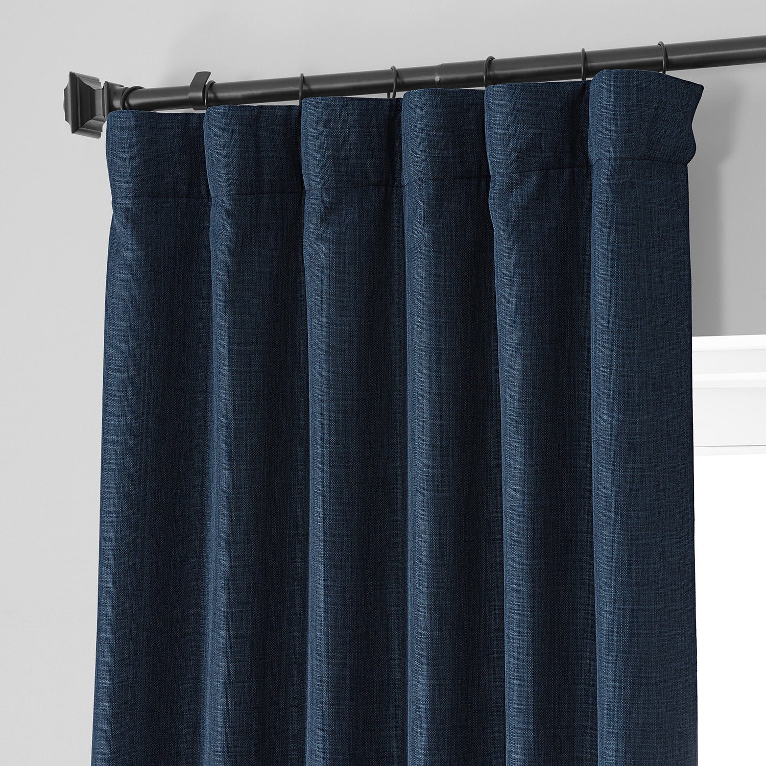 Signature Voyager Blue Faux Linen Blackout Curtain (1 Panel), Voyager Blue, 50W X 108L