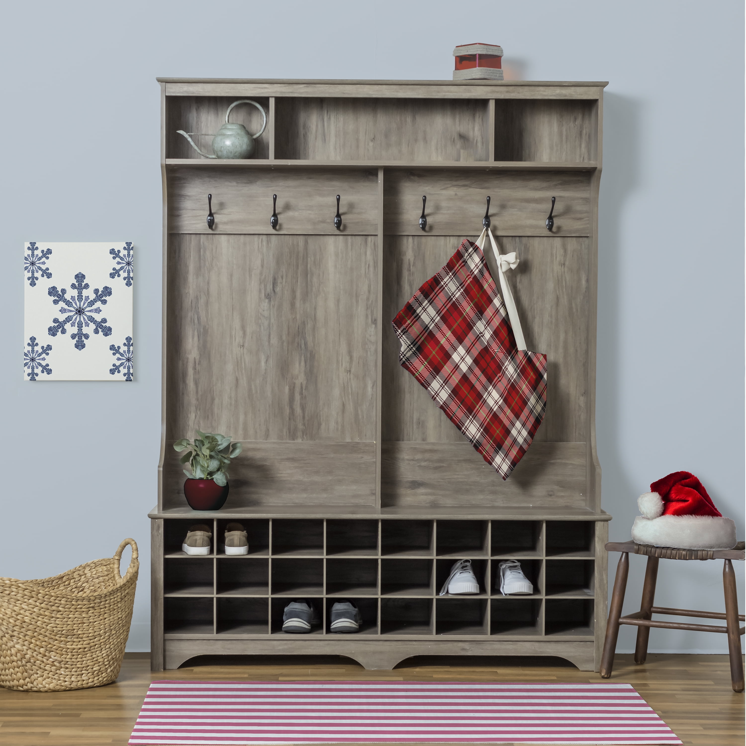 Simply Daisy Plaid 18 x 29 in Dark Red Laundry Bag