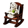 thumbnail image 2 of Pnmtdaia Halloween Mummy Resin Figurine on Rocking Chair, Spooky Mummy Statue with Reading Book and Green Cup, Unique Desktop Ornament for Home Shelf Mantel Halloween Party Decor, 2 of 5