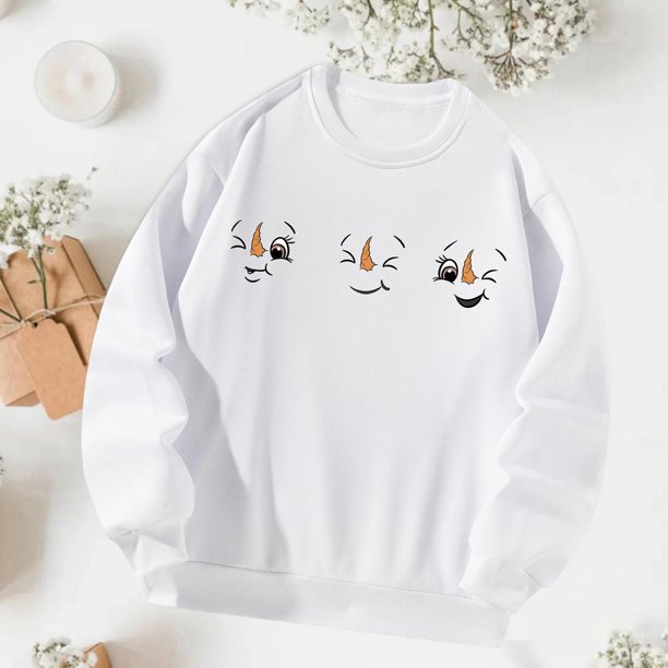 Sudadera con capucha para mujer, Tops holgados con estampado de dibujos animados, sudadera con cuello redondo, ropa de calle, ropa deportiva informal , SG Yinane Sudadera con cuello redondo para mujer