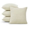 Deconovo Faux Linen 18x18 Pillow Cases, Cream Cushion Covers Set of 4