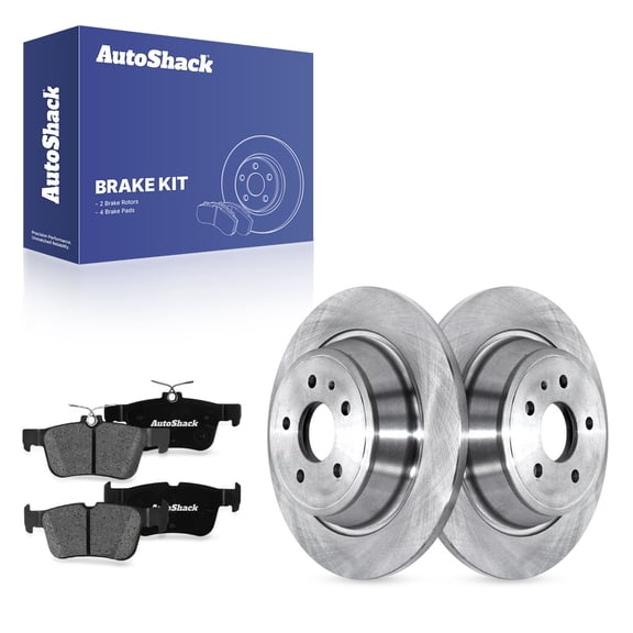 AutoShack Rear Solid Brake Rotors   Premium Ceramic Pads 6-PC Brake Kit Replacement for 2013-2017 Ford Fusion 2017-2019 Ford Escape 2015-2019 Lincoln MKC 2013-2016 Lincoln MKZ 12.44" (316 mm)