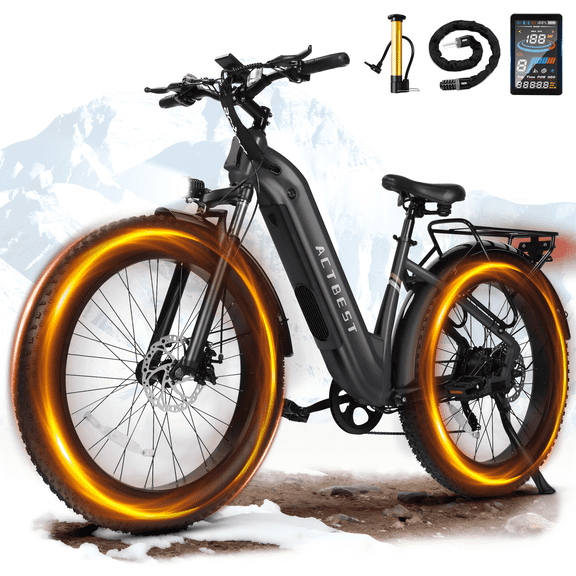 Actbest Core Electric Bike for Adults,750W Motor Ebike with Front Suspension, 7-Speed Up to 55Miles,20MPH E Bicycle,26" Step-Over Ebikes(Grey)