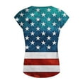 thumbnail image 5 of OAVQHLG3B 4th of July Outfits for Women American Flag T Shirt Short Sleeve V-Neck Flag Printed Casual T-shirt Tops Blouse, 5 of 5
