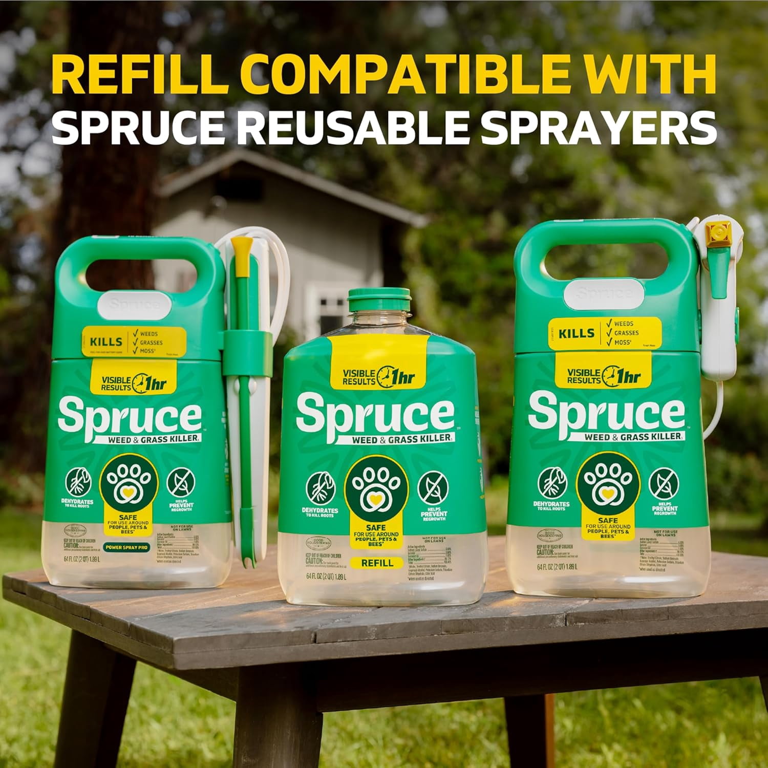Weed Killer Refill - Versatile Weed & Grass Killer₃ for Flower Beds, Driveways & Mulch Beds - No Pour, No Mix, No Mess Refill - Kills Dandelions, Crabgrass & More (64 Oz)