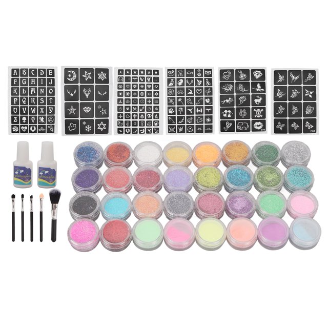 Kit de Purpurina Para Pintura Corporal Y Facial ANGGREK 6 Plantillas De Viscosidad
