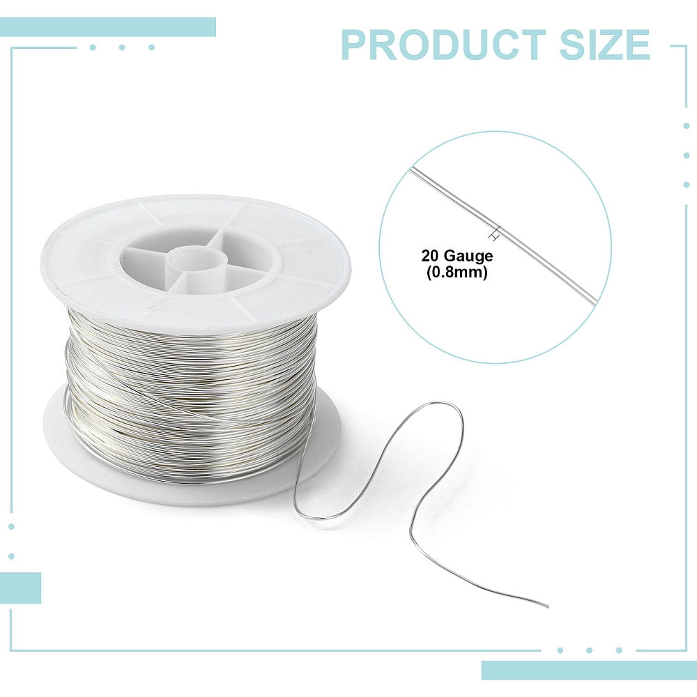 500gs Round Copper Jewelry Wire Long-Lasting Plated Silver color Plated 20 Gauge 0.8mm about 360.89 Feet(110m)/500g