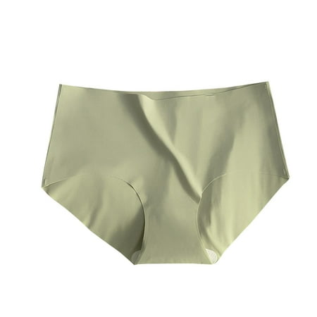 Womens Panties Cotton on Clearance Womens Plus Size Underwear No Show Seamless High Cut Mid-Waist Panty Soft Stretch Briefs New Green M