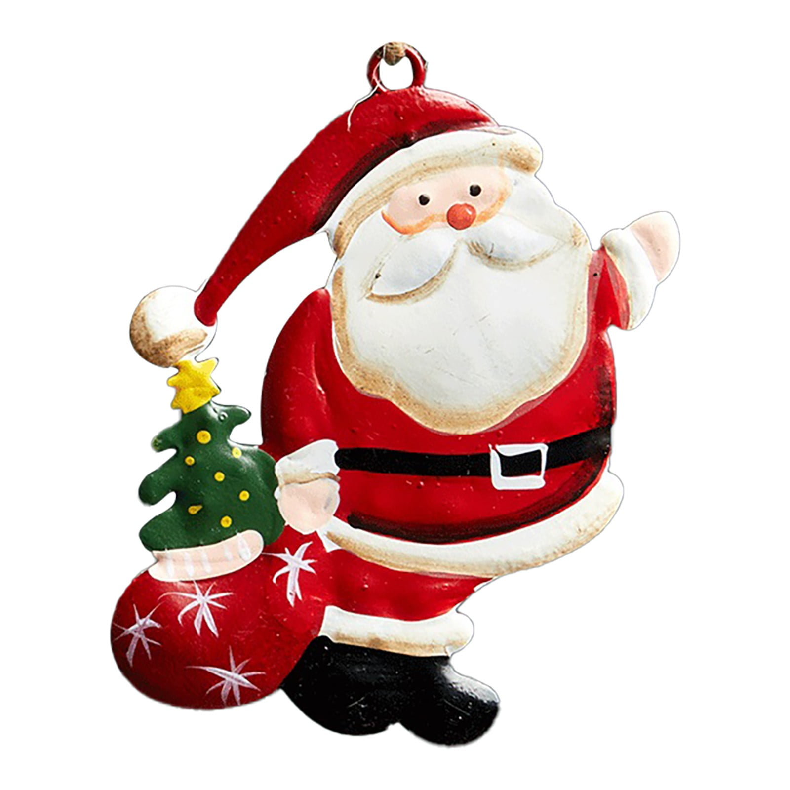 3 PCS Gift Pendant Set Wooden Hand Painted Santa Claus Snowman Christmas 
