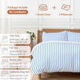 thumbnail image 6 of 3 Piece Blue White Stripe Duvet Cover Set Full Size,Microfiber Comforter/Quilt Cover with Corner Ties and 2 Pillowcases,Modern Minimalist Geometric Striped All Season Soft Bedding with Zipper Closure, 6 of 8