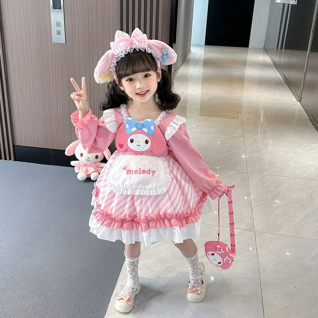 Sanrio-vestido Lolita para niña, vestido de princesa Melody, Primavera/Verano, falda esponjosa, novedad de 2024
