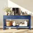 thumbnail image 2 of Hassch 59.1" Console Table, 2-Tier Entryway Table with Open Shelf and 3 Storage Drawers for Hallway, Foyer, Navy Blue, 2 of 11