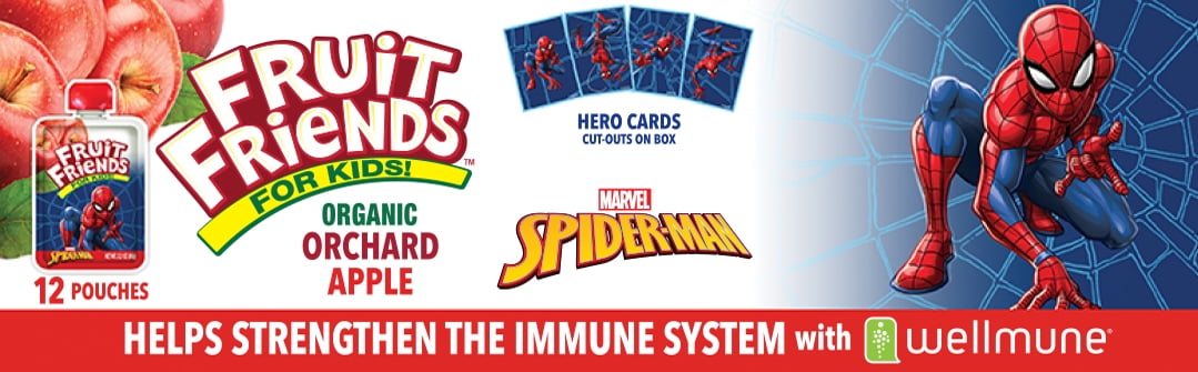 (12 Pack) Spiderman Organic Applesauce Fruit Pouch, 3.2 oz