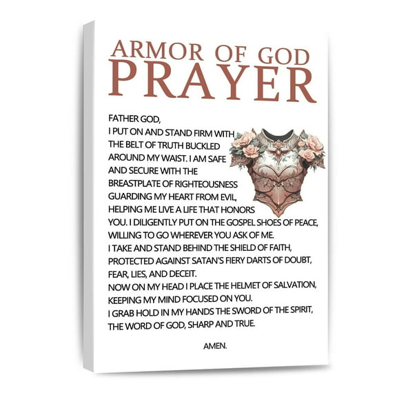Armor Of God Christian Canvas Wall Art Religious Prayer Print Inspirational Quote Scripture Artwork Painting For Home Poster Decor Framed