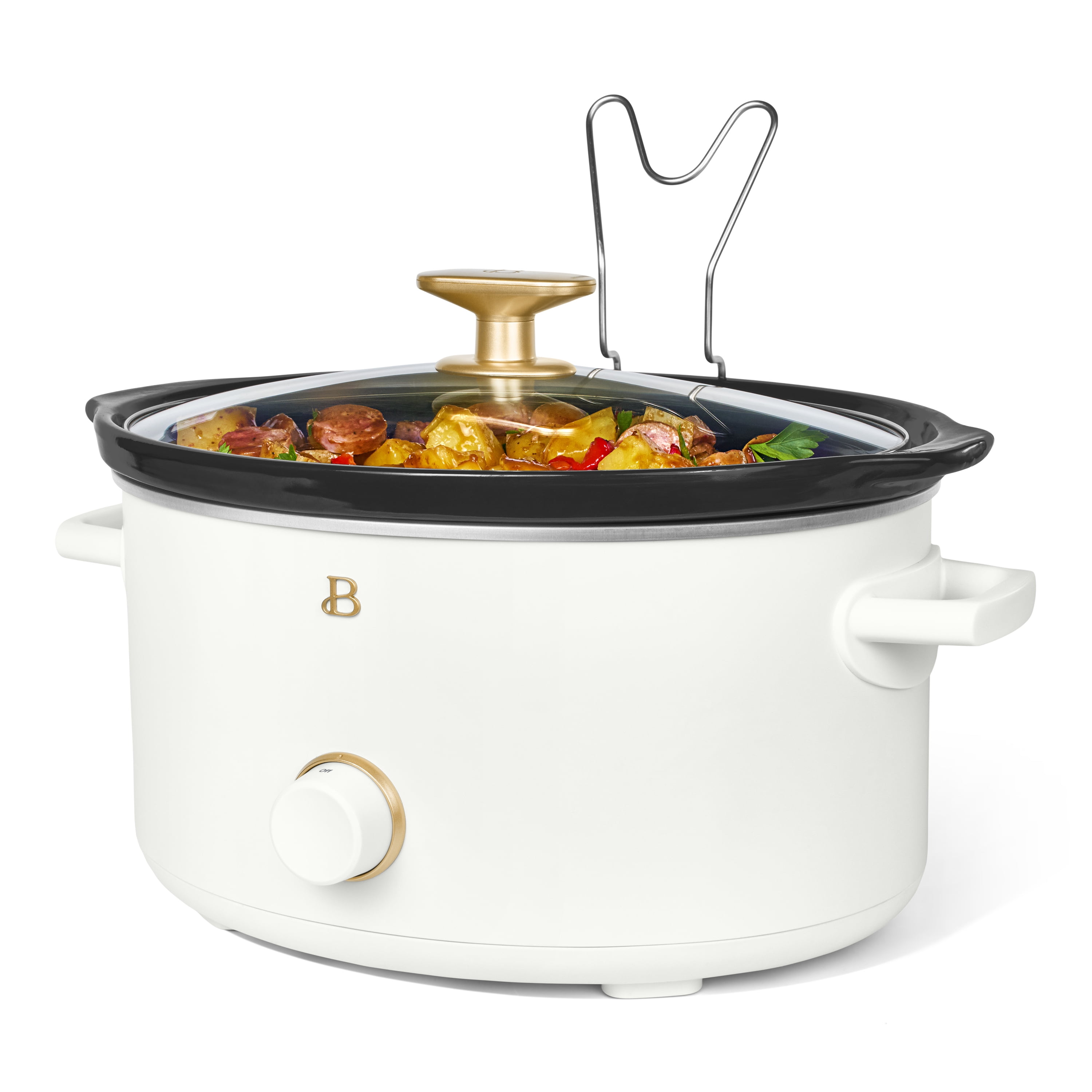 Beautiful 8 Qt Manual Slow Cooker, White Icing by Drew Barrymore