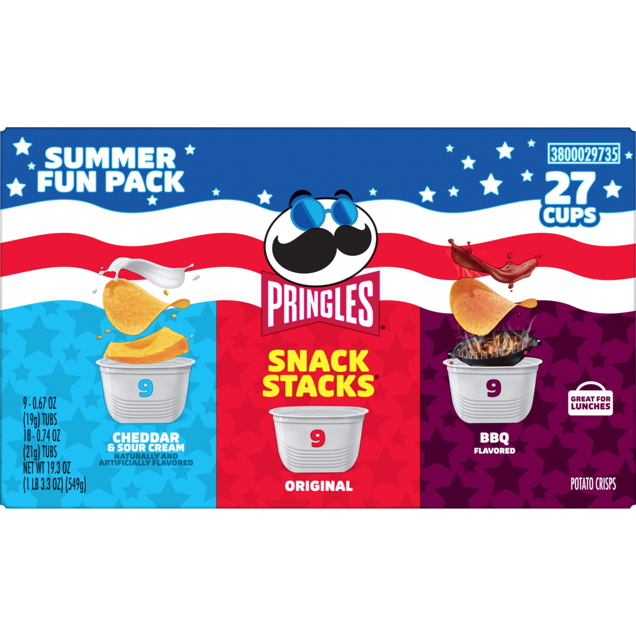 Pringles Variety Pack Potato Crisps Chips, Lunch Snacks, 27 Count