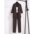 thumbnail image 2 of Blazer elegante coreano para mujer, pantalones de ocio, traje de Tweed, chaqueta, pantalones, conjunto de tres piezas, talla grande, Primavera, nuevo, 2023, 2 of 5