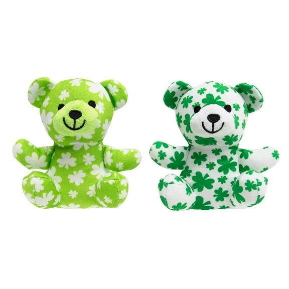 Fun Express St. Patrick’s Day Shamrock Print Stuffed Bears - 12 Pieces