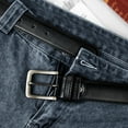 thumbnail image 6 of Timarkment Mens Belts Black Leather Belt Silver Buckle Belts for Men for Casual Work, 6 of 7