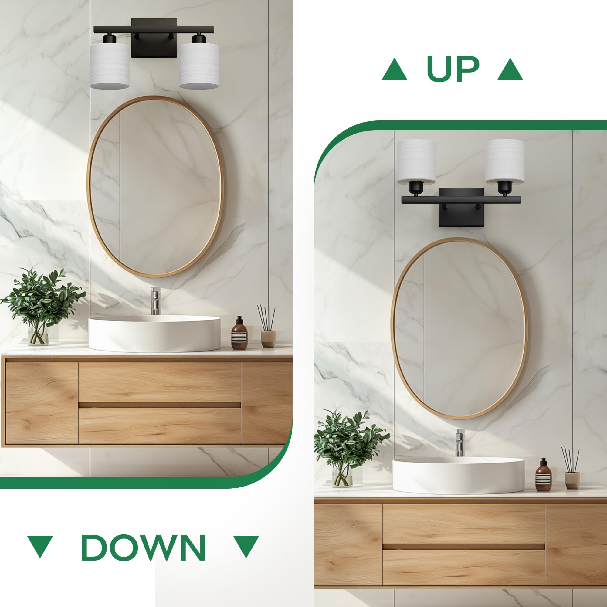 Bathroom Light Fixtures  Lighting Over Mirror Interior Classic Vanity Lights Modern With Textured White Glass Shade Matte Black 2-light
