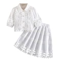 thumbnail image 5 of Avtoify Children Summer Stand Collar Short Sleeve Top Summer Kids Shirts Lace Skirt Outfits, 5 of 10