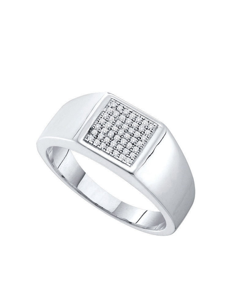 Jewels By Lux Sterling Silver Mens Round Diamond Cluster Ring 1//6 Cttw Ring Size 11