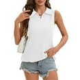 thumbnail image 3 of Womens V Neck Casual Ribbed Tank Top White XXL, 3 of 8