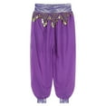 thumbnail image 6 of Zaldita Women's Belly Dance Harem Pants Shiny Sequin Tassel Trouser Arabic Performance Loose Pants Purple One Size, 6 of 7