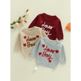 thumbnail image 3 of Rdhnmea Toddler Baby Boys Valentines Sweater Lover Boy Letters Heart Embroidery Crew Neck Long Sleeve Knit Tops Spring Outfits, 3 of 9
