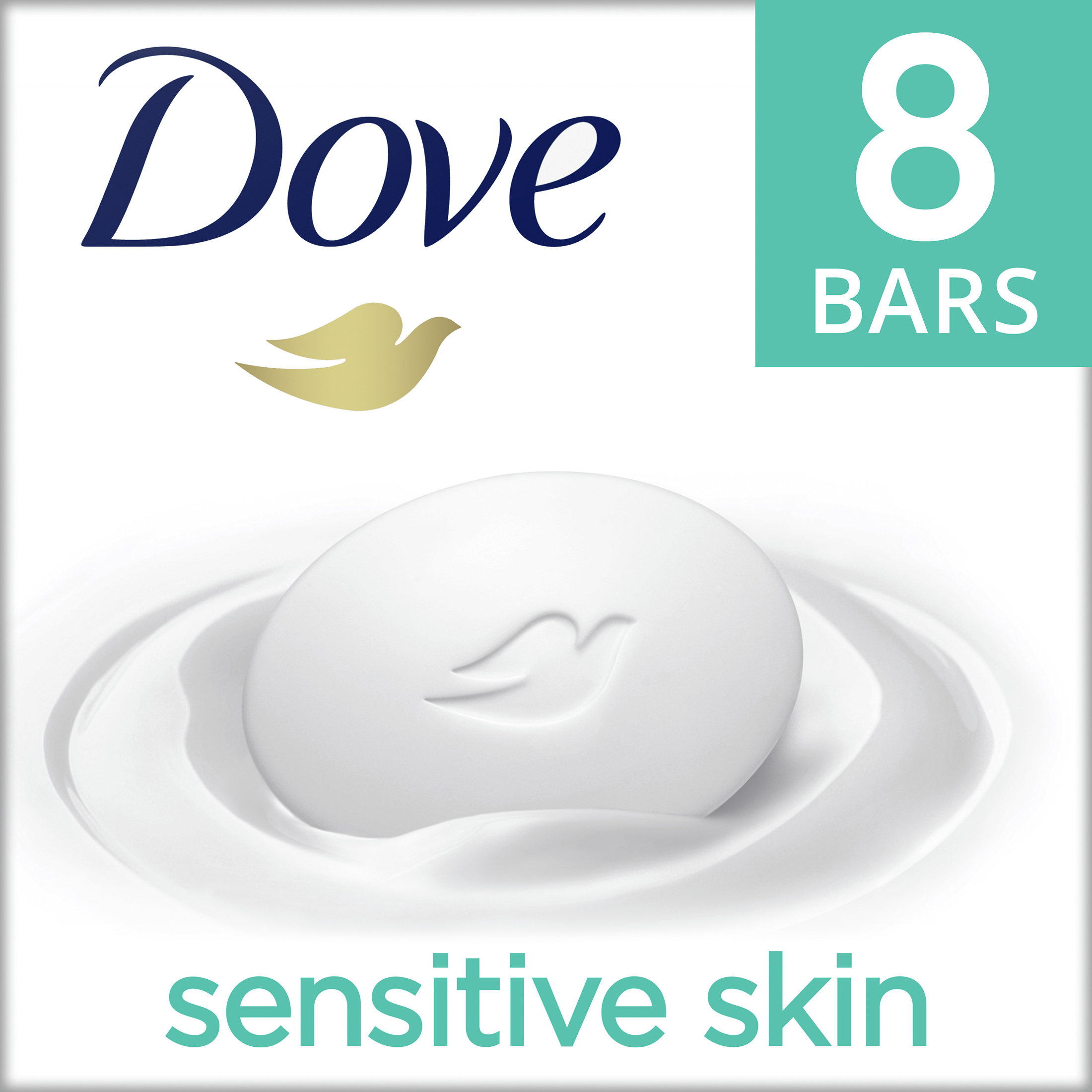 Dove Sensitive Skin Gentle Beauty Bar Soap, Unscented, 3.75 oz (8 Bars) - image 2 of 9