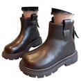 thumbnail image 3 of Toddler Boots,Girls Ankle Boots Stylish Short Boots Comfort Casual Kids Footwear,Toddler Boy Boots,Z02 Brown,8-9 Years, 3 of 9