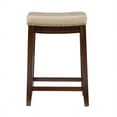 thumbnail image 3 of Linon Claridge 26" Wood Backless Counter Stool Beige Faux Leather Seat in Brown, 3 of 15
