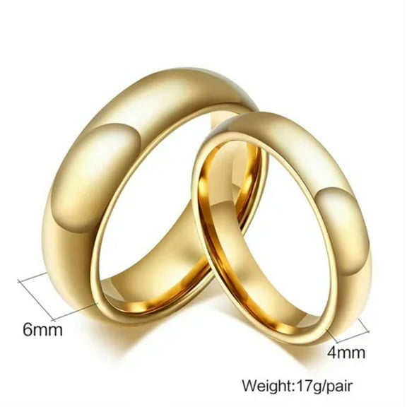 4/6mm Tungsten Engagement Band Men Women's 18K Gold Filled Jewelry Couple Rings