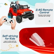 Erinnyees Ride on Jeep Car 12V Kids Electric Vehicles with Parent Remote Control, Safety Belt,Forward and Reverse Functions,Battery Powered,Spring Suspension,Music and Lights-Red