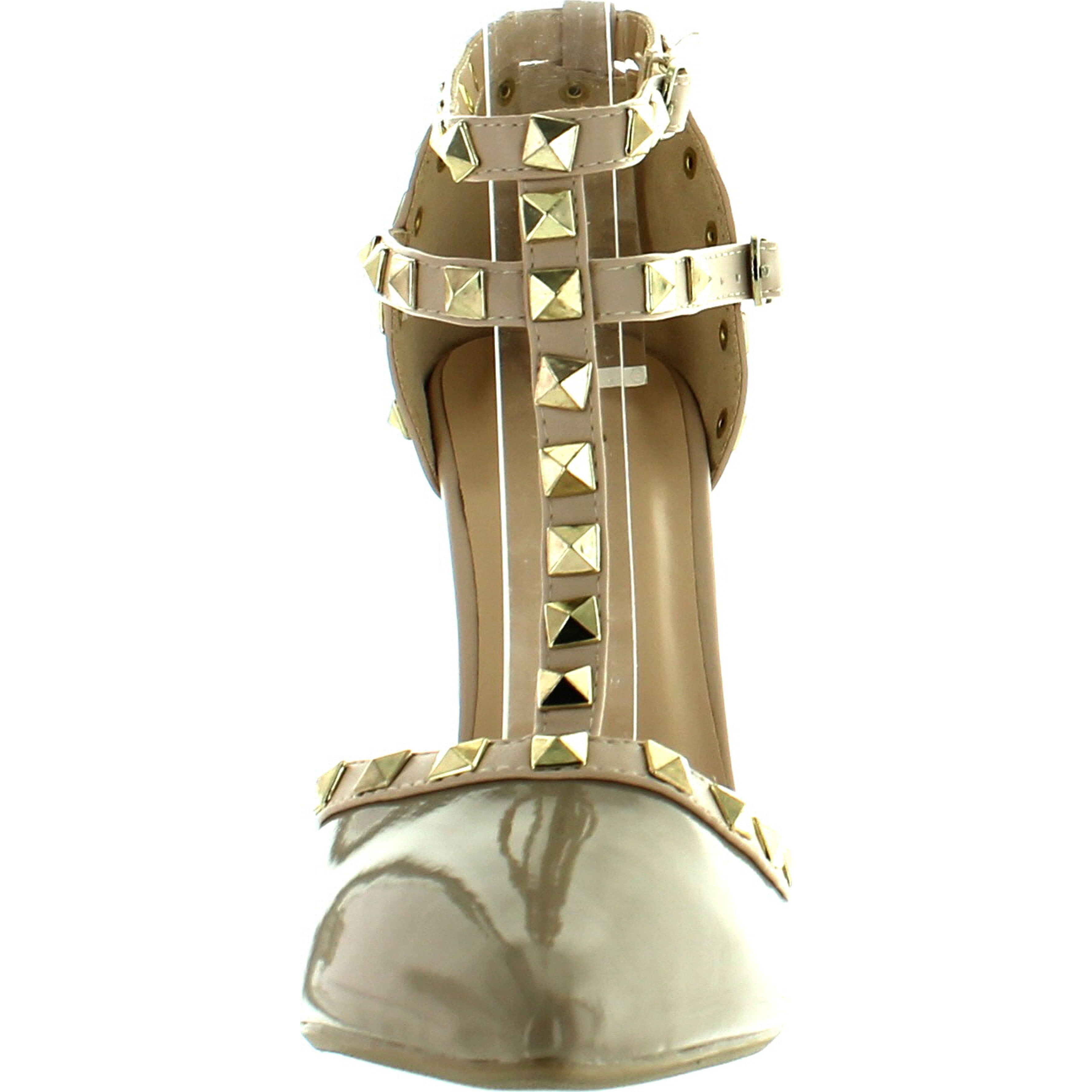 Wild Diva Adora64 Gladiator D'Orsay Multi Metal Stud Ankle