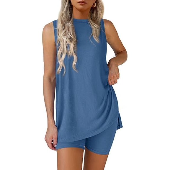 PRETTYGARDEN 2 Piece Sets for Women Summer Matching Lounge Shorts Set Resort Airport Travel Loungewear Outfits Clothing